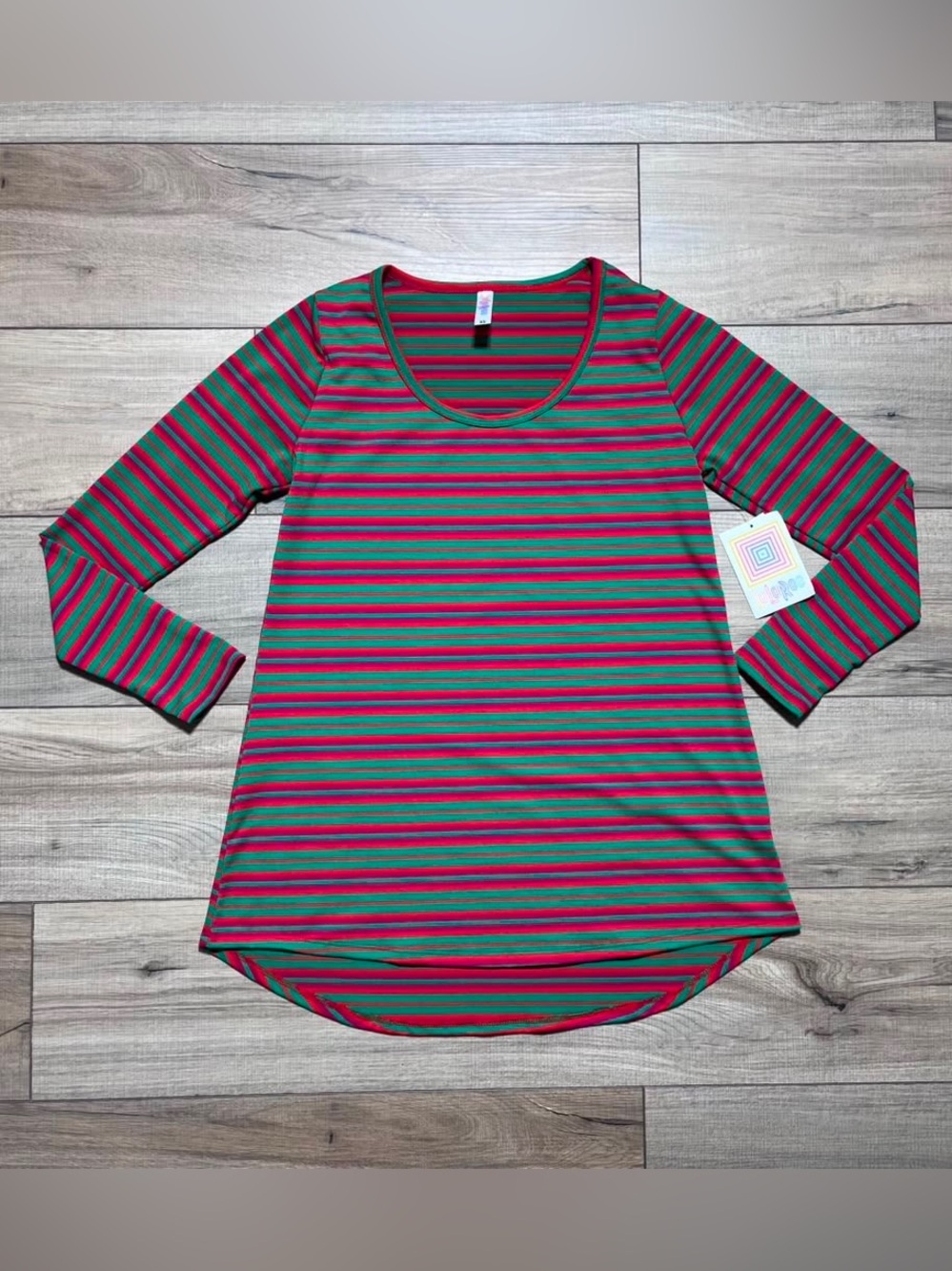LuLaRoe Women’s Lynnae Striped Long Sleeve Top XS Multicolor Holiday Christmas